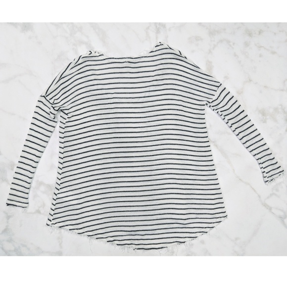 BDG Black & White Striped fringe Top - Picture 2 of 7